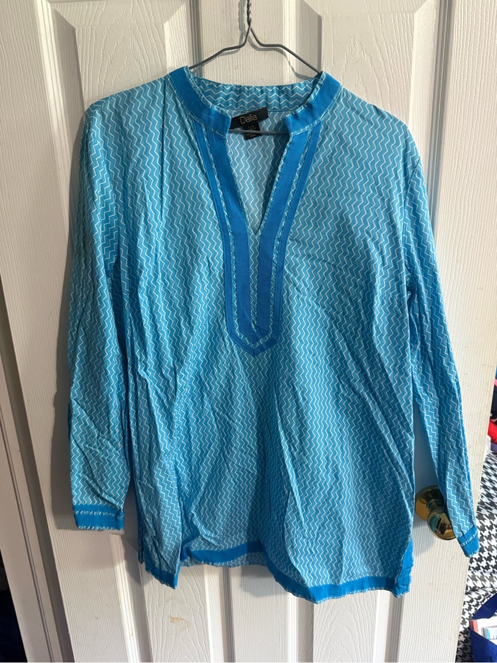 Dalia Turquoise Blue Long-Sleeve Men's Tunic Shirt